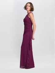 Gina Bacconi Red Blanche Matte Jersey Dress With Neck Trim - Image 4 of 7