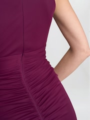 Gina Bacconi Red Blanche Matte Jersey Dress With Neck Trim - Image 6 of 7