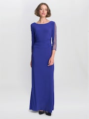 Gina Bacconi Purple Hollie Embellished Sleeve Maxi Dress - Image 1 of 5