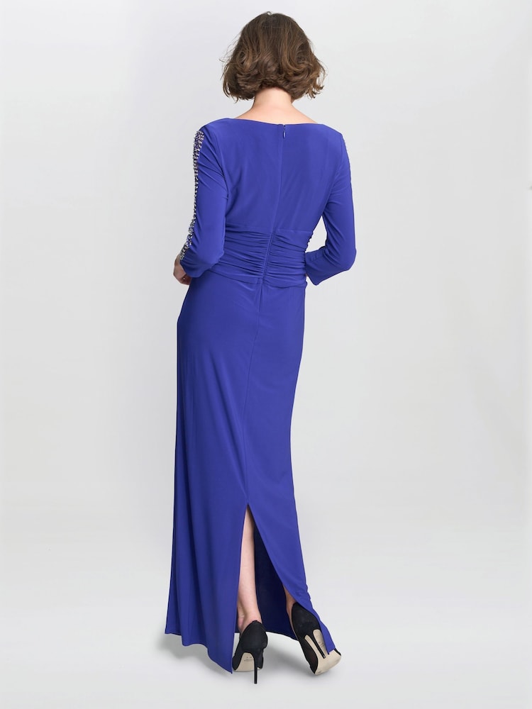 Gina Bacconi Purple Hollie Embellished Sleeve Maxi Dress - Image 2 of 5 Gina Bacconi Purple Hollie Embellished Sleeve Maxi Dress - Image 2 of 5
