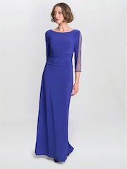 Gina Bacconi Purple Hollie Embellished Sleeve Maxi Dress - Image 3 of 5