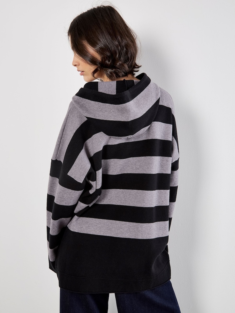 Apricot Grey Big Stripe Oversized Hood Jumper - Image 2 of 4