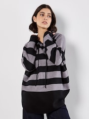 Apricot Grey Big Stripe Oversized Hood Jumper - Image 3 of 4