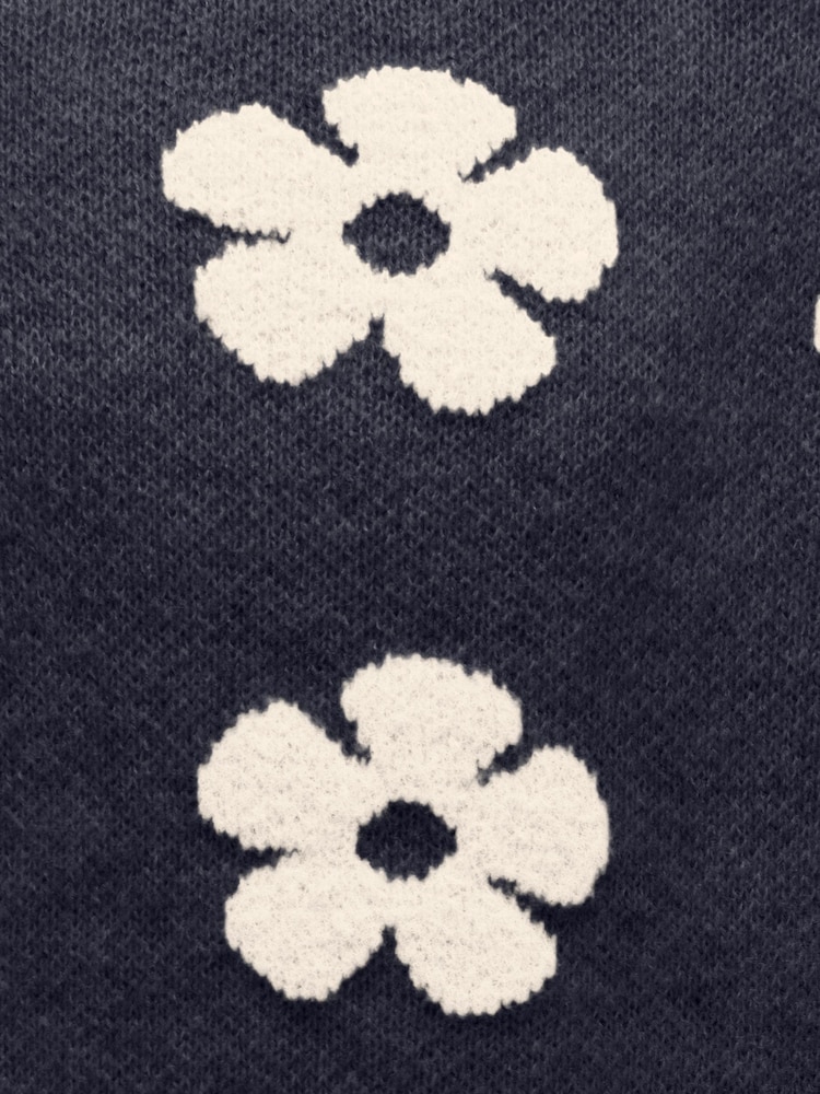 ONLY KIDS Blue Knitted Floral Jumper - Image 3 of 3