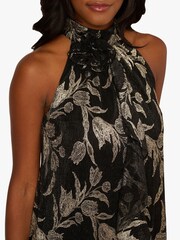 Adrianna Papell Black 3D Floral Halter Short Dress - Image 5 of 6