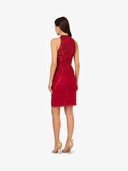 Adrianna Papell Red Studio Bead Mock Halter Dress - Image 3 of 6