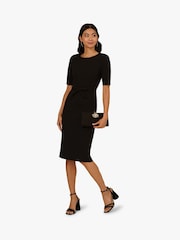 Adrianna Papell Mini Bow Front Sheath Black Dress - Image 3 of 6