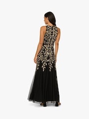 Adrianna Papell Halter Bead Godet Black Dress - Image 2 of 6