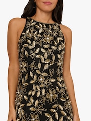 Adrianna Papell Halter Bead Godet Black Dress - Image 4 of 6