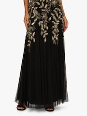 Adrianna Papell Halter Bead Godet Black Dress - Image 5 of 6