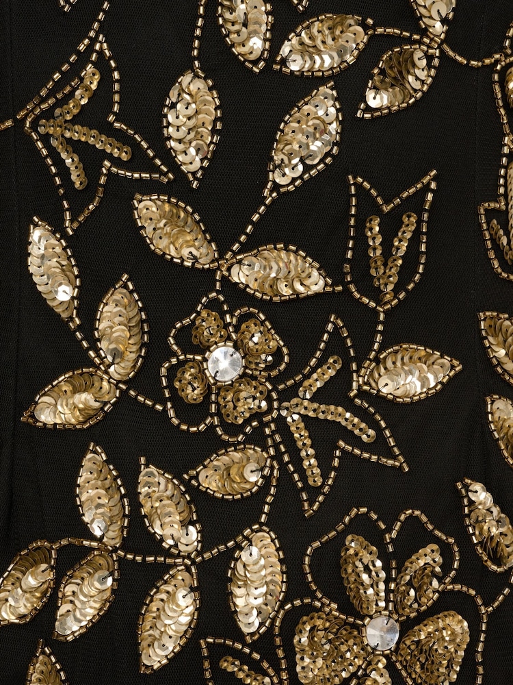 Adrianna Papell Halter Bead Godet Black Dress - Image 6 of 6 Adrianna Papell Halter Bead Godet Black Dress - Image 6 of 6