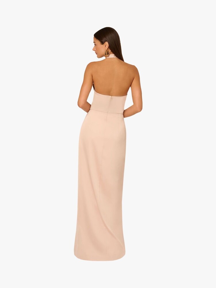 Adrianna Papell Gold Adrianna By Gold Stretch Satin Long Dress - Image 2 of 6