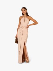 Adrianna Papell Gold Adrianna By Gold Stretch Satin Long Dress - Image 3 of 6