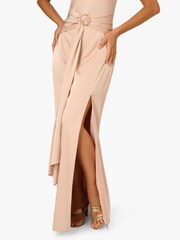 Adrianna Papell Gold Adrianna By Gold Stretch Satin Long Dress - Image 4 of 6