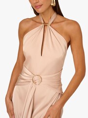 Adrianna Papell Gold Adrianna By Gold Stretch Satin Long Dress - Image 5 of 6