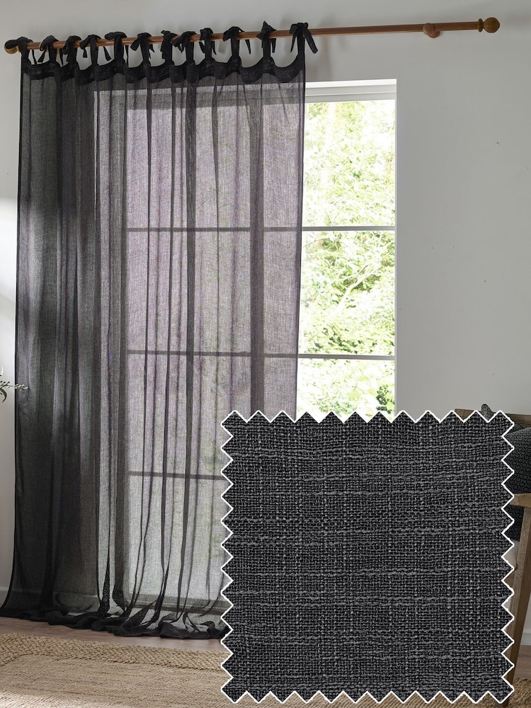 Yard Black Nimbus Sheer Tab Top Curtains Panel - Image 1 of 6