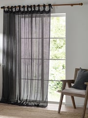 Yard Black Nimbus Sheer Tab Top Curtains Panel - Image 2 of 6