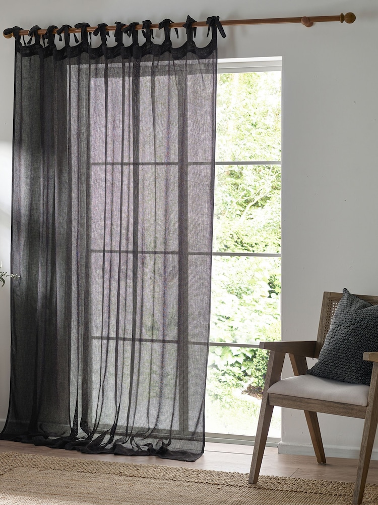 Yard Black Nimbus Sheer Tab Top Curtains Panel - Image 2 of 6