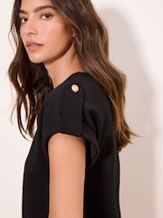 Lipsy Black Miliatry Detail T-Shirt - Image 2 of 4