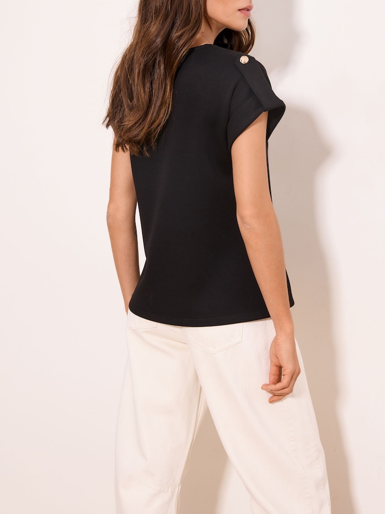 Lipsy Black Miliatry Detail T-Shirt - Image 4 of 4