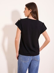 黑色 - Lipsy Miliatry Detail T-Shirt - 5的图像5｝
