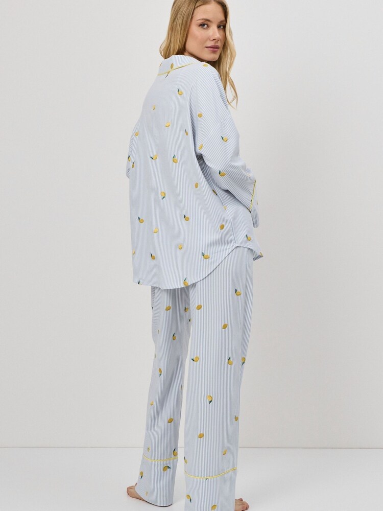 Aruelle Blue Lenora Embroidered Striped Long Pyjamas Set - Image 2 of 4