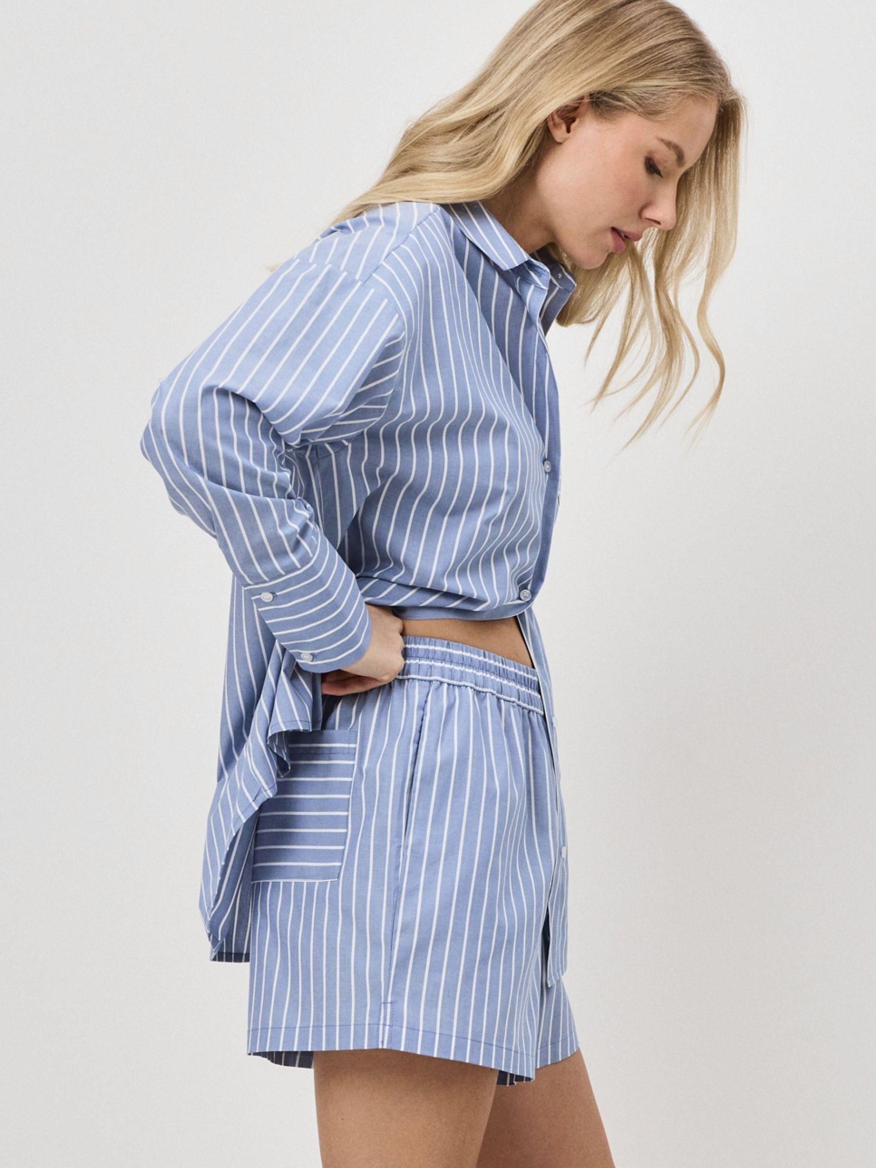 Buy Aruelle Blue Maren Striking Classic Striped Short Pyjamas Set from ...