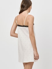 Aruelle Cream Ada Silky Spot Design Trimmed In Fine Lace Short Nightdress - Image 2 of 3