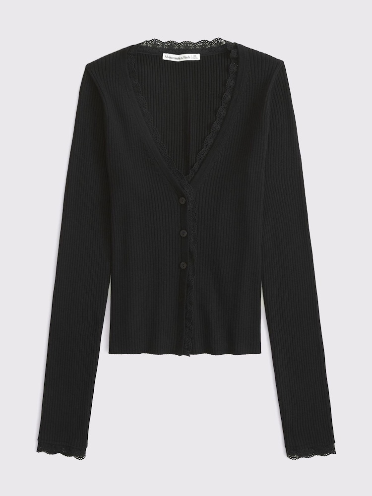 Abercrombie & Fitch Black Lace Cardigan - Image 6 of 6