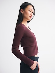 Abercrombie & Fitch Red Lace Cardigan - Image 4 of 6