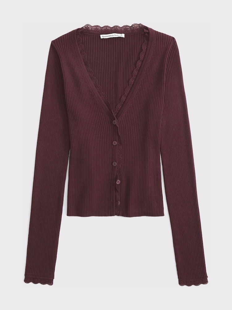 Abercrombie & Fitch Red Lace Cardigan - Image 6 of 6