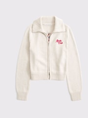 Abercrombie & Fitch White Collared Zip Up Cardigan - Image 1 of 2