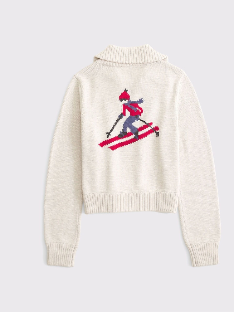 Abercrombie & Fitch White Collared Zip Up Cardigan - Image 2 of 2