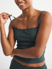 Abercrombie & Fitch Green Pointelle Strappy Cami Pyjama Top - Image 5 of 6