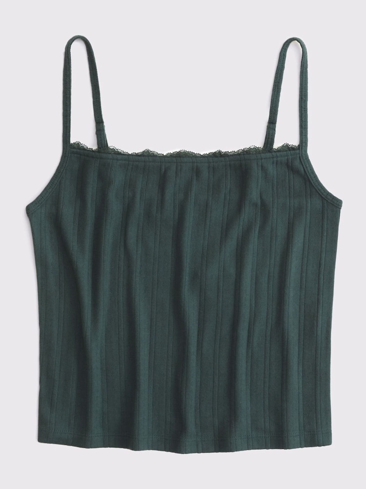 Abercrombie & Fitch Green Pointelle Strappy Cami Pyjama Top - Image 6 of 6