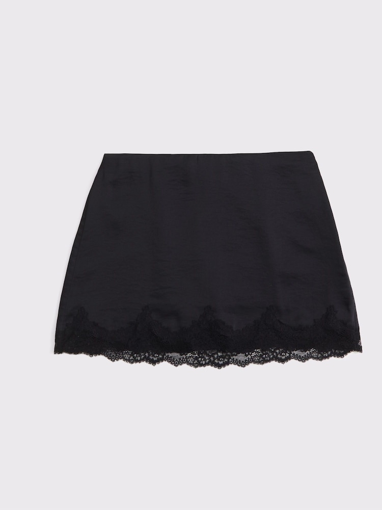 Abercrombie & Fitch Black Satin and Lace Mini Skort - Image 7 of 7