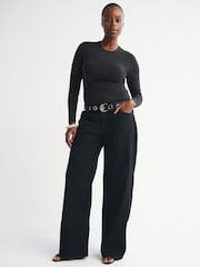 Abercrombie & Fitch Black Cotton Long Sleeve Seamless Baby T-Shirt - Image 1 of 7