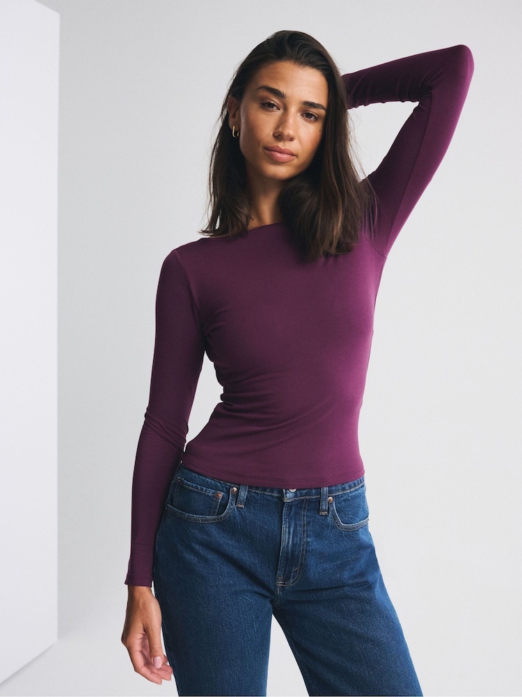 Abercrombie & Fitch Pink Long Sleeve Hardware Top - Image 1 of 8