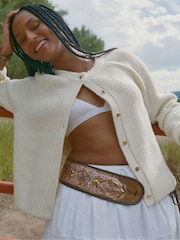 Abercrombie & Fitch Cream Crew Neck Cardigan - Image 1 of 2