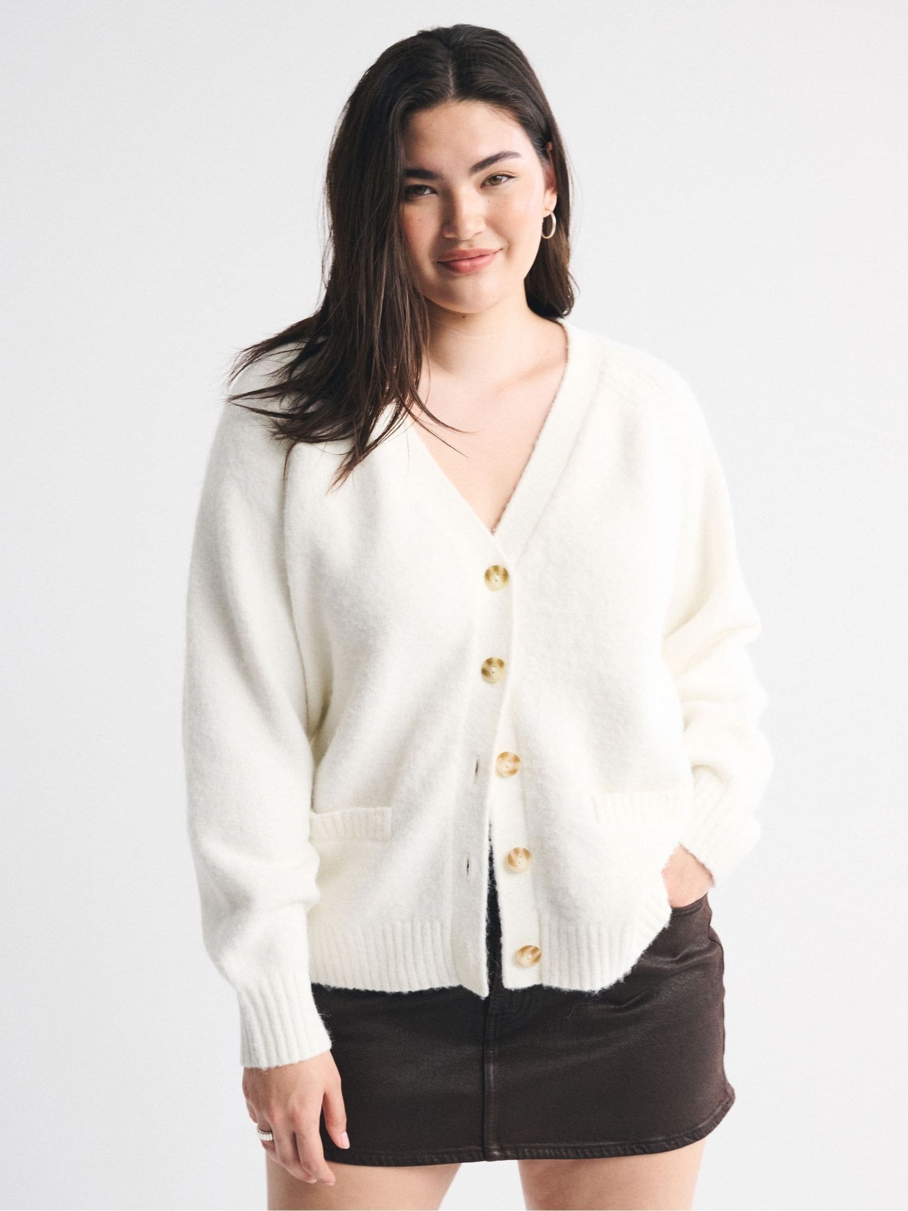 Buy Abercrombie & Fitch Cream V-Neck Cardigan from Next Canada