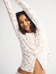 Abercrombie & Fitch Grey Pointelle Long Sleeve Pyjama Top - Image 2 of 6