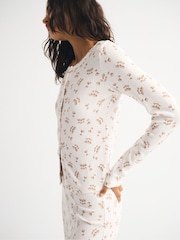 Abercrombie & Fitch Grey Pointelle Long Sleeve Pyjama Top - Image 3 of 6