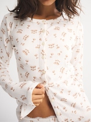 Abercrombie & Fitch Grey Pointelle Long Sleeve Pyjama Top - Image 5 of 6