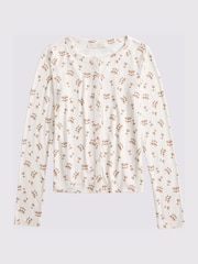 Abercrombie & Fitch Grey Pointelle Long Sleeve Pyjama Top - Image 6 of 6