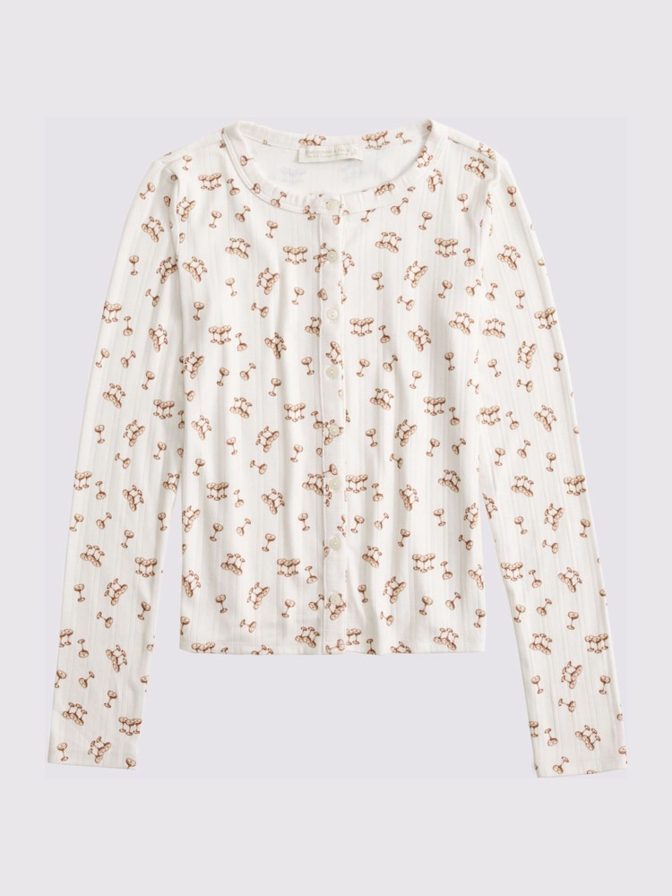 Abercrombie & Fitch Grey Pointelle Long Sleeve Pyjama Top - Image 6 of 6