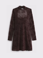 Abercrombie & Fitch Flocked Long Sleeve Open Back Mini Dress - Bilde 5 av 6