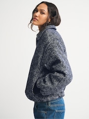 Abercrombie & Fitch Grey Wool Herringbone Short Bubble Hem Coat - Image 3 of 7