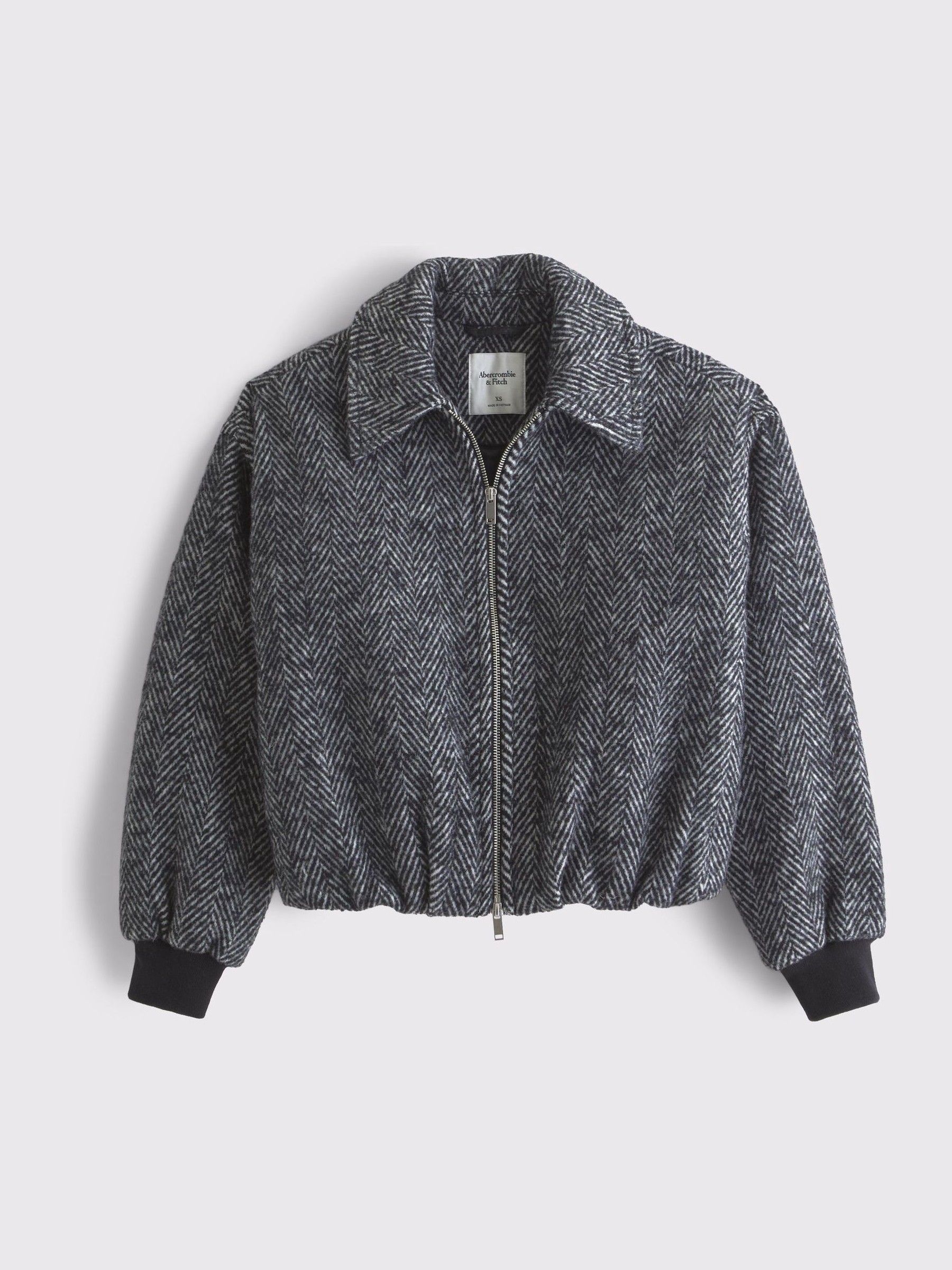 Buy Abercrombie & Fitch Grey Wool Herringbone Short Bubble Hem