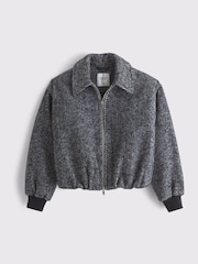 Abercrombie & Fitch Grey Wool Herringbone Short Bubble Hem Coat - Image 6 of 7