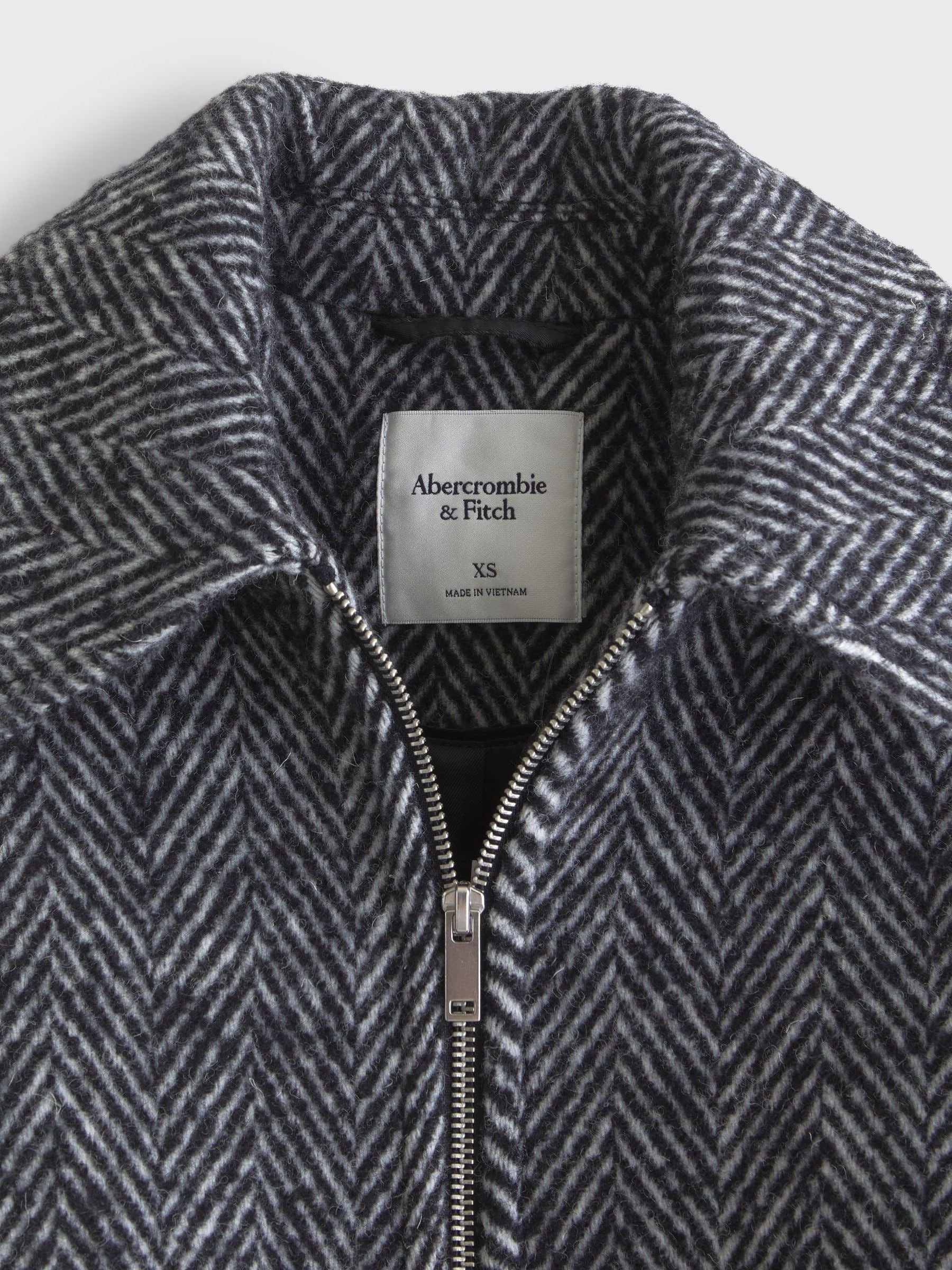 Buy Abercrombie & Fitch Grey Wool Herringbone Short Bubble Hem